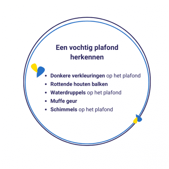 Vocht in het plafond herkennen 