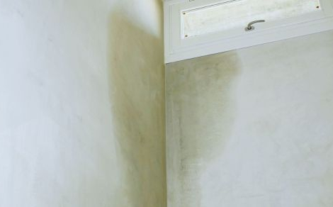 Vocht zichtbaar bovenaan de muur 