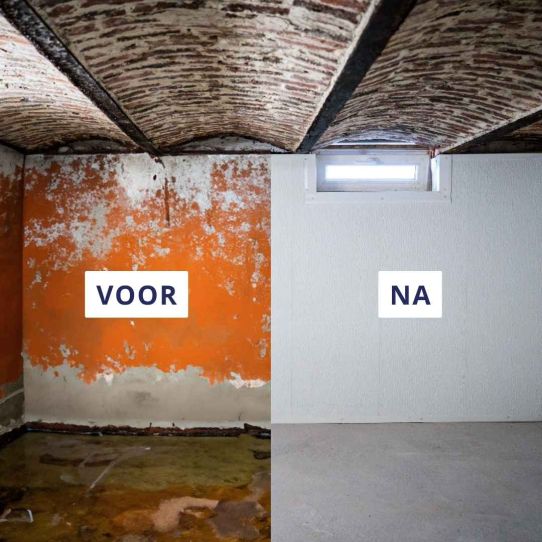 Kelderafdichting - voor en na 